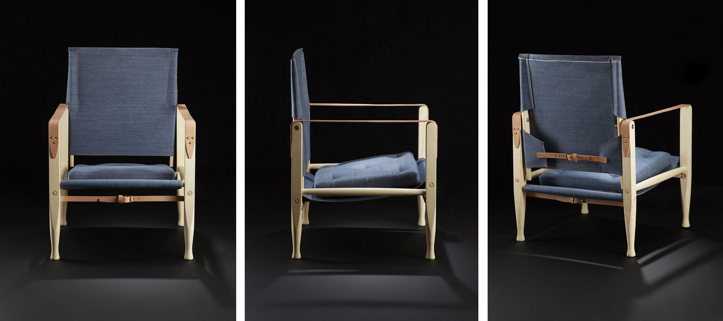 Kaare Klint의 Safari Chair in denim by Hiut Denim Co.